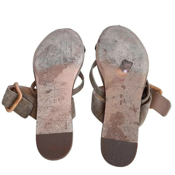 Veronica Beard Tan Suede Salva Buckle Sandal Criss Cross Strap Women’s Size 10 M - Picture 6 of 6